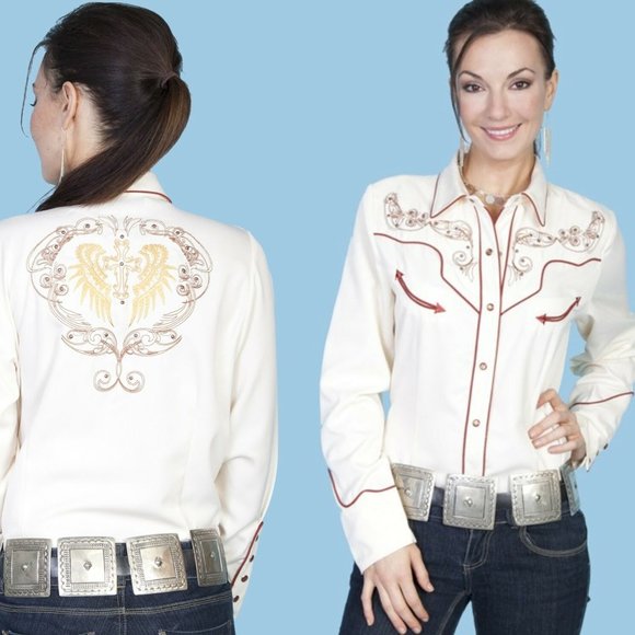 Scully Tops - NWT Scully Angel Heart Snap Cowgirl Shirt HW8446